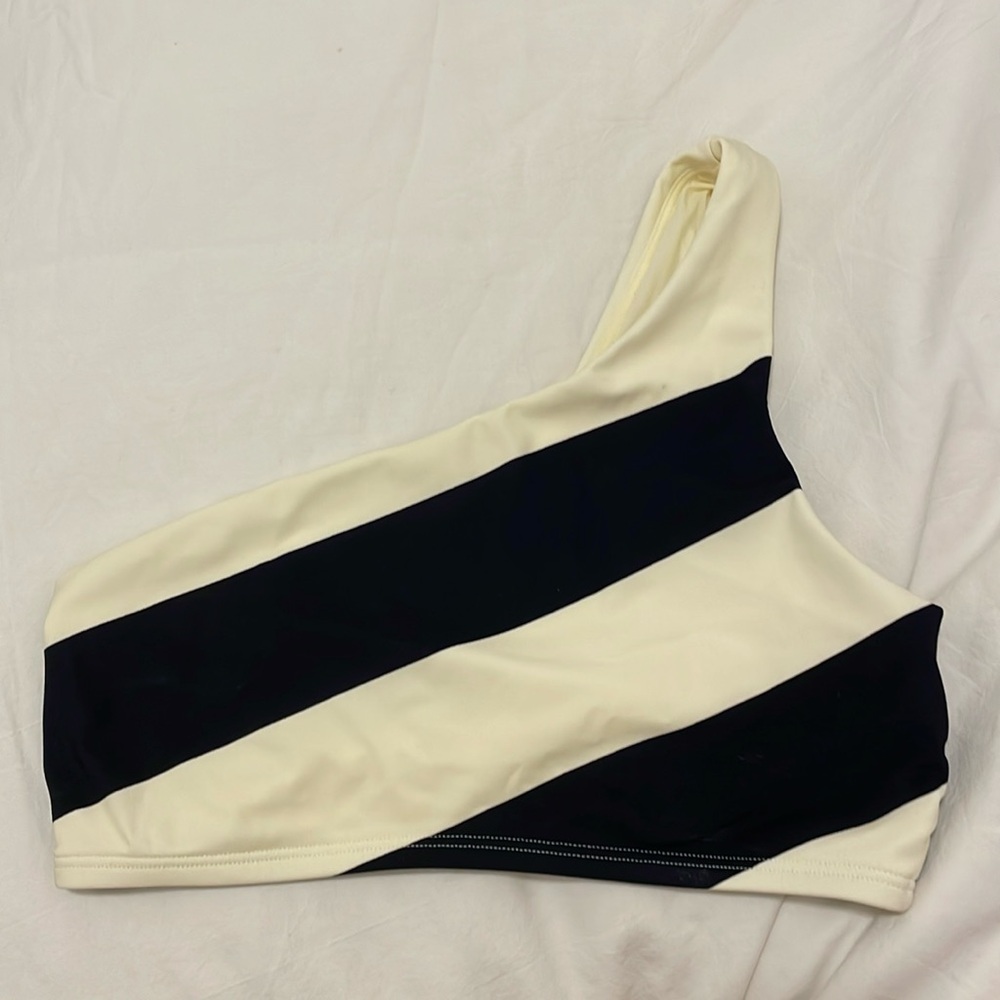 Tory Burch one shoulder striped bikini top XS